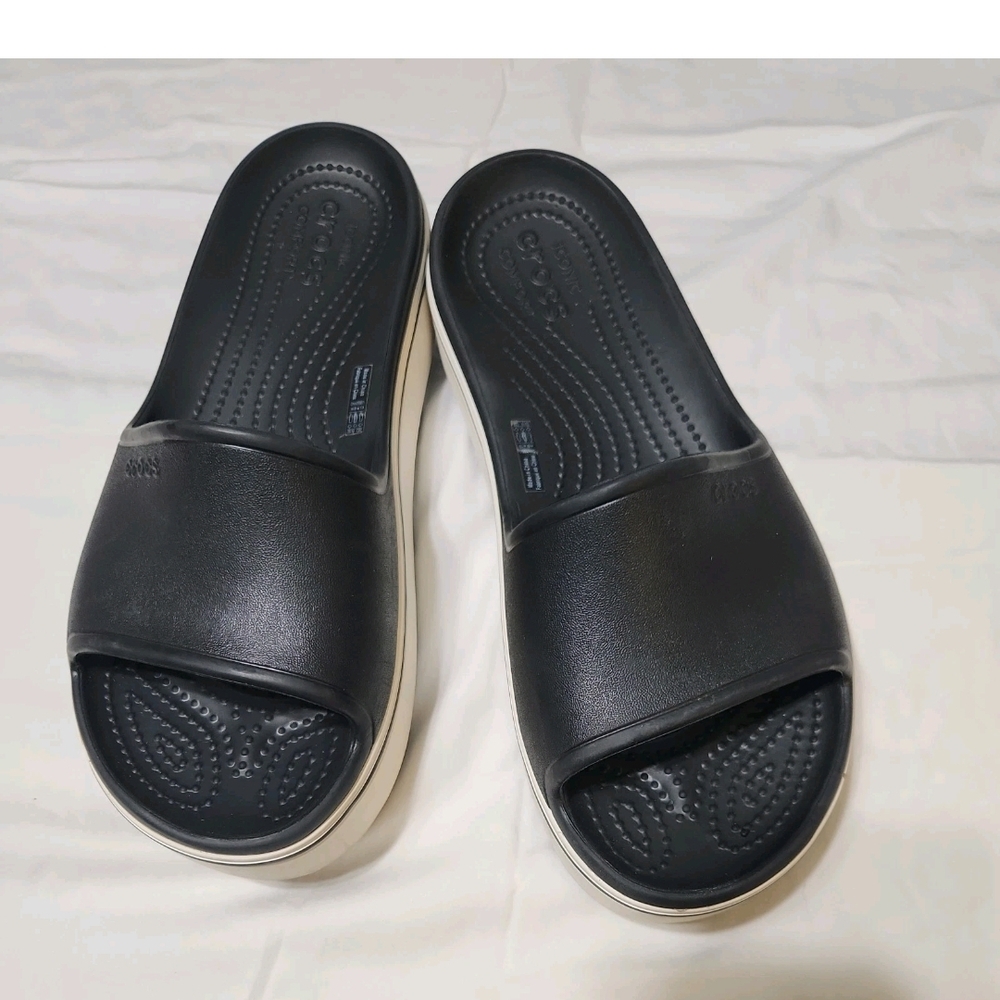 CROCS Black and White Women's Slippers